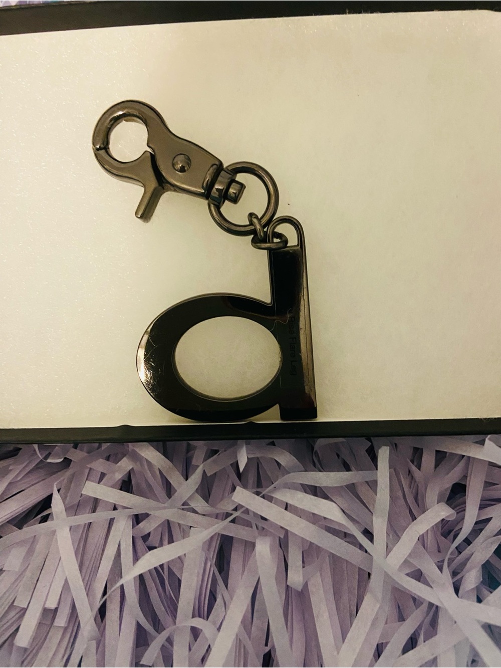 bebe Black Rhinestone 'b' Keyring Charm - Picture 2 of 4